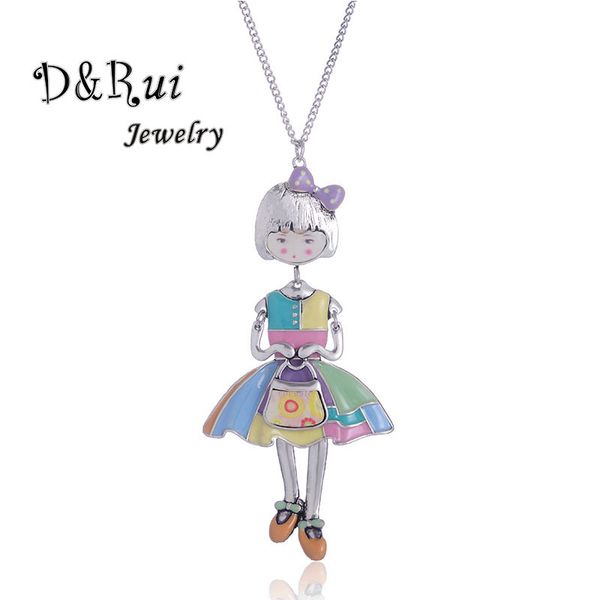 vintage handmade doll necklace for women cute enamel alloy bowknot girl pendant long chain new fashion jewelry kids accessories, Silver
vintage handmade doll necklace for women cute enamel alloy bowknot girl pendant long chain new fashion jewelry kids accessories, Silver