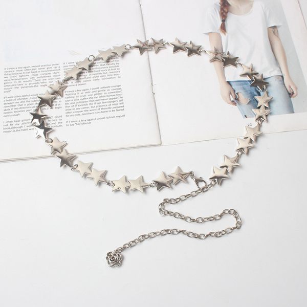 women's stars gold chain belt designer female silver fringe golden long metal belt flower plus size star dress waist chains, Black;brown
women's stars gold chain belt designer female silver fringe golden long metal belt flower plus size star dress waist chains, Black;brown