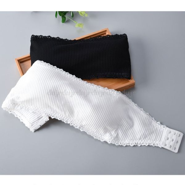 new women bralette strapless lace trim bandeau bra solid padded seamless stretch bandeau tube cotton soft underwear, White;black
new women bralette strapless lace trim bandeau bra solid padded seamless stretch bandeau tube cotton soft underwear, White;black