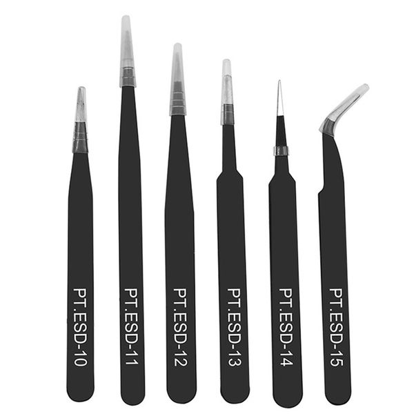 6pcs esd anti-static stainless steel tweezers set maintenance repair tool kit anti static model making tool hand set
6pcs esd anti-static stainless steel tweezers set maintenance repair tool kit anti static model making tool hand set