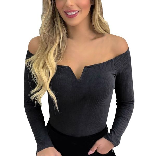 women's t-shirt autumn women one-neck solid color casual slim long-sleeved 2021 arrivals, White
women's t-shirt autumn women one-neck solid color casual slim long-sleeved 2021 arrivals, White