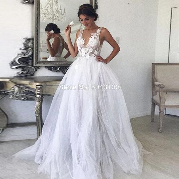 unique tulle appliques flowers wedding dresses v neck sleeveless vestido de noiva backless floor length lace bridal gowns, Blue;red
unique tulle appliques flowers wedding dresses v neck sleeveless vestido de noiva backless floor length lace bridal gowns, Blue;red