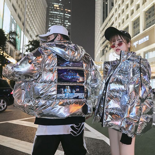 men's down & parkas uyuk2021 autumn/winter thickened loose casual fashion trend versatile hoodie shiny couple cotton-padded jacket clot, Black
men's down & parkas uyuk2021 autumn/winter thickened loose casual fashion trend versatile hoodie shiny couple cotton-padded jacket clot, Black