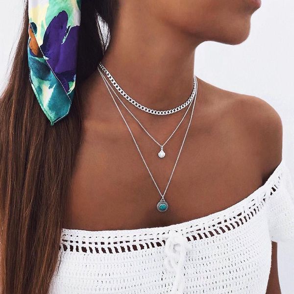 новые boho корпуса neckalce женщины summer beach choker воротник цепи многослойные ожерелья ювелирные изделия xl032, Silver 
новые boho корпуса neckalce женщины summer beach choker воротник цепи многослойные ожерелья ювелирные изделия xl032, Silver