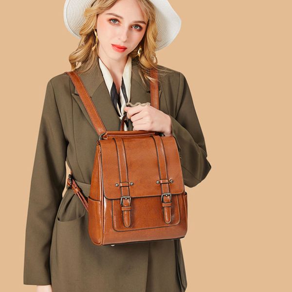 2020 new oil wax leather women's leather bags backpack european and american style all-match single-shoulder bag
2020 new oil wax leather women's leather bags backpack european and american style all-match single-shoulder bag