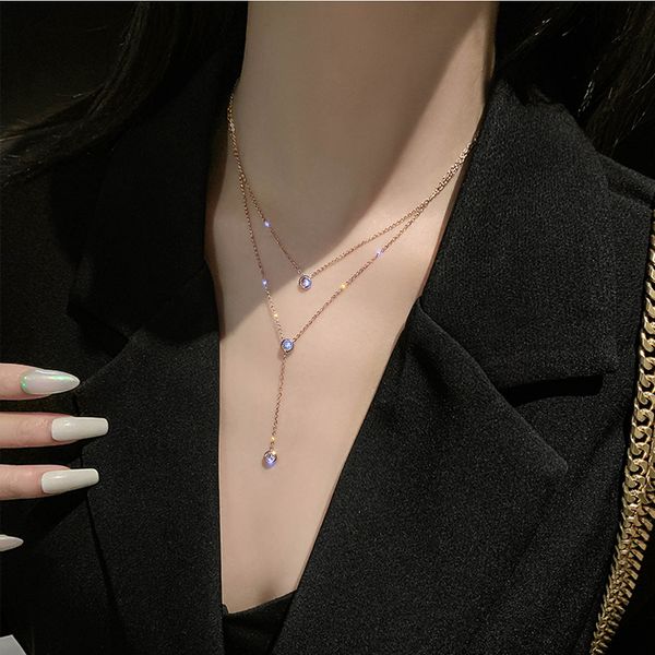 kpop fashion stainless steel crystal necklace pendant women cute girl rose gold color double layer chain pendant korean jewelry, Silver
kpop fashion stainless steel crystal necklace pendant women cute girl rose gold color double layer chain pendant korean jewelry, Silver