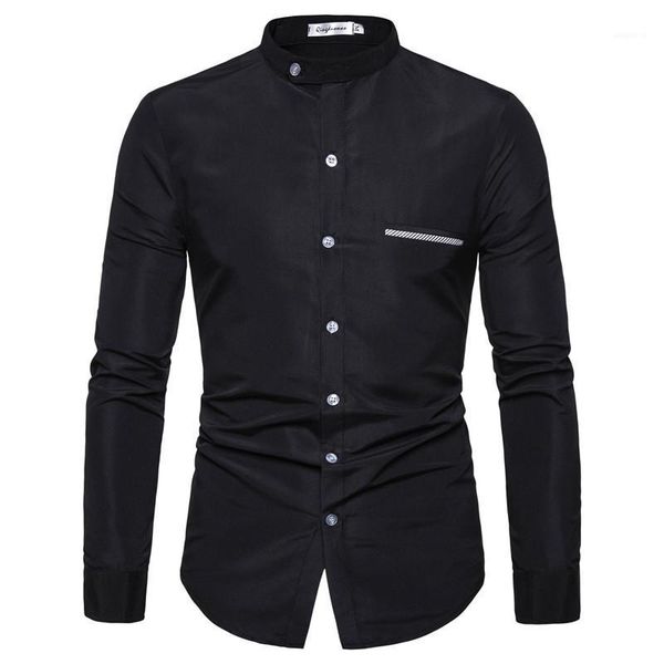 casual shirts fashion slim stand collar long sleeve mens designer shirts casual males clothing solid color mens, White;black
casual shirts fashion slim stand collar long sleeve mens designer shirts casual males clothing solid color mens, White;black