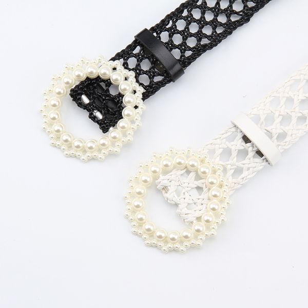 black white woven belt women pearl buckle casual wax rope braided belt female belts for women jeans waistband, Black;brown
black white woven belt women pearl buckle casual wax rope braided belt female belts for women jeans waistband, Black;brown