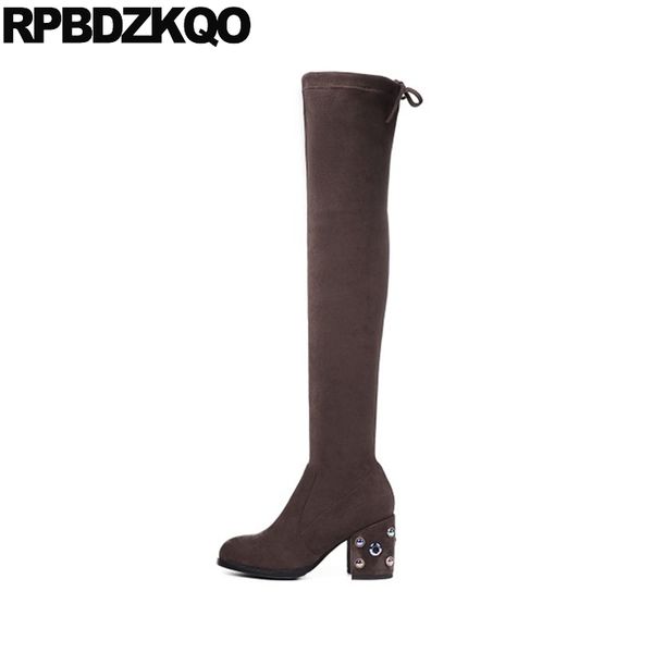 brown lace up shoes suede slim thigh women boots fur chunky long rivet over the knee studded ladies stud high heel chinese tall, Black
brown lace up shoes suede slim thigh women boots fur chunky long rivet over the knee studded ladies stud high heel chinese tall, Black