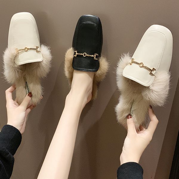 shoes slippers flat loafers mules for women 2020 fur flip flops slides low rivet pantofle cover toe plush soft new pu with fur, Black
shoes slippers flat loafers mules for women 2020 fur flip flops slides low rivet pantofle cover toe plush soft new pu with fur, Black