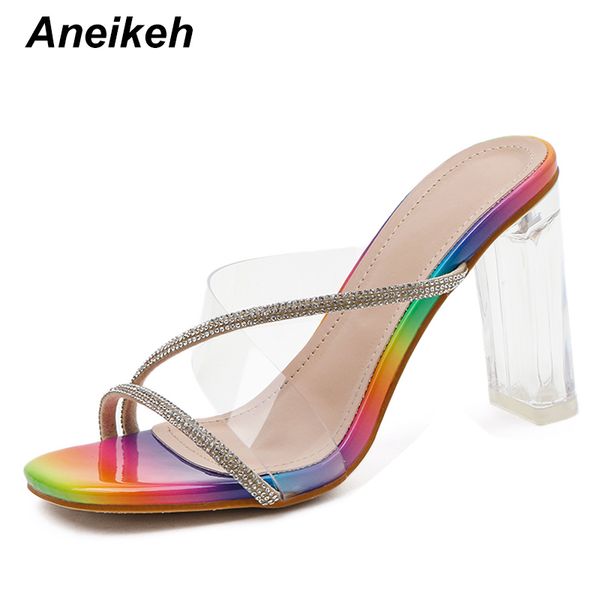 aneikeh summer fashion crystal serpentine narrow band slides women shoes clear transparent slippers square toe high heels mules, Black
aneikeh summer fashion crystal serpentine narrow band slides women shoes clear transparent slippers square toe high heels mules, Black