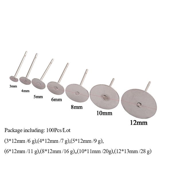 100pcs 3-12mm stainless steel blank post earring stud base pins steel flat round tray settings for diy jewelry making supplies
100pcs 3-12mm stainless steel blank post earring stud base pins steel flat round tray settings for diy jewelry making supplies