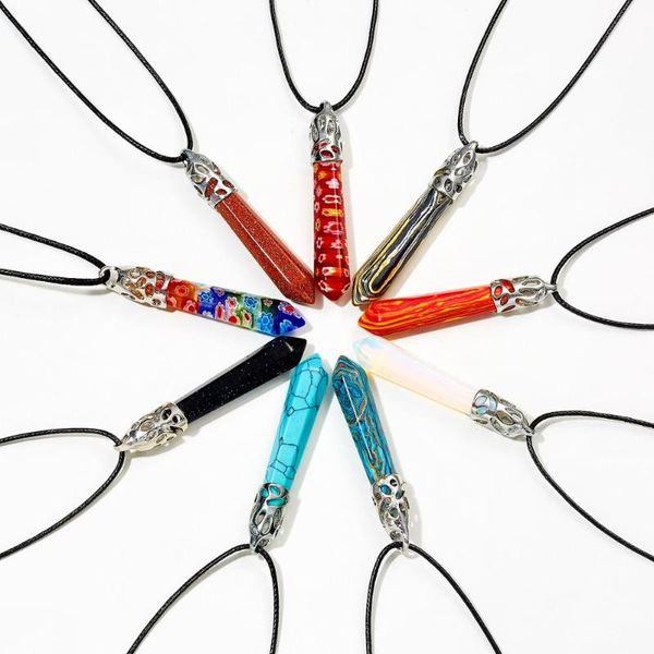 pendant necklaces hexagonal column quartz fashion natural stone crystal necklace for women leather chain choker jewelry gift, Silver
pendant necklaces hexagonal column quartz fashion natural stone crystal necklace for women leather chain choker jewelry gift, Silver