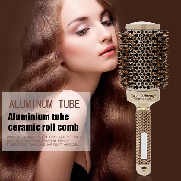 hair brushes professional thermal ceramic ionic round barrel brush comb with boar bristle wh998, Silver
hair brushes professional thermal ceramic ionic round barrel brush comb with boar bristle wh998, Silver