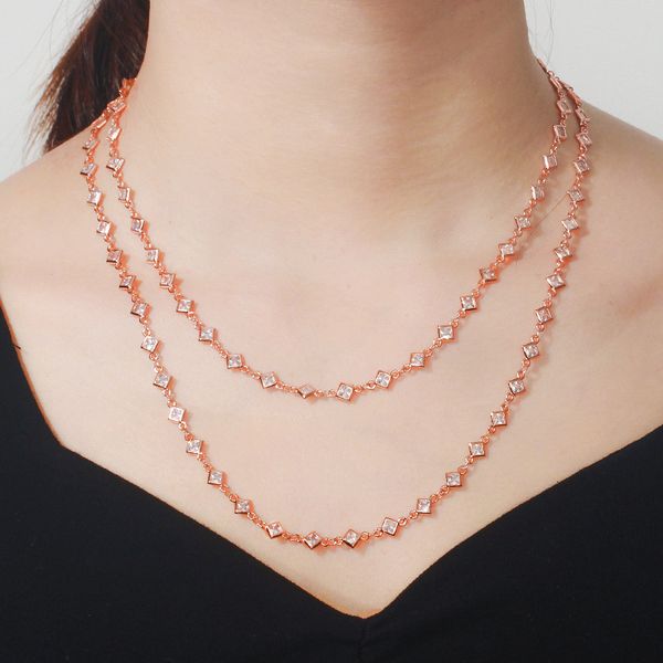 cwwzircons sparkling rhombus cubic zirconia 585 rose gold color chain layered choker necklace for women costume jewelry cp060, Golden;silver
cwwzircons sparkling rhombus cubic zirconia 585 rose gold color chain layered choker necklace for women costume jewelry cp060, Golden;silver