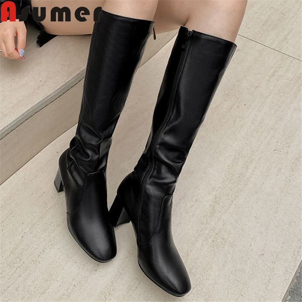 asumer 2020 knee high boots women pu round toe thick heel casual shoes solid colors autumn winter long boots woman, Black
asumer 2020 knee high boots women pu round toe thick heel casual shoes solid colors autumn winter long boots woman, Black