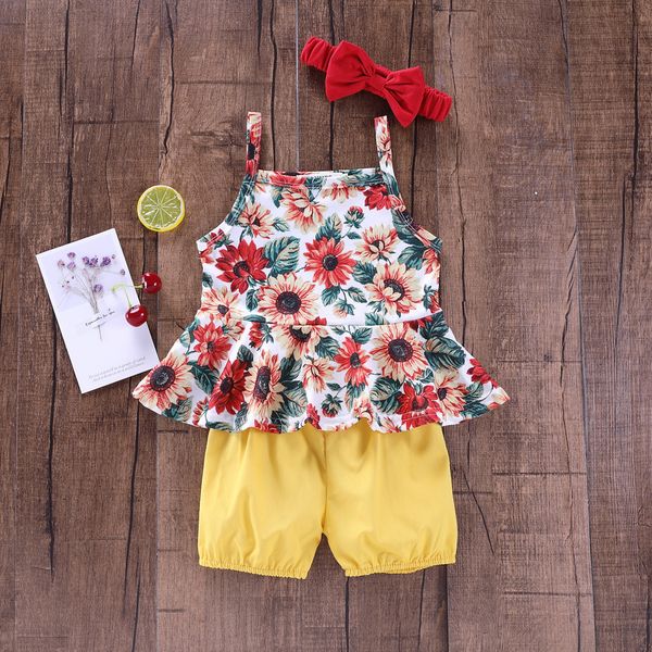 designer sweet korean toddler baby girls clothes strap sunflower print lace vest solid shorts hairband 3pcs outfits, Pink;blue
designer sweet korean toddler baby girls clothes strap sunflower print lace vest solid shorts hairband 3pcs outfits, Pink;blue