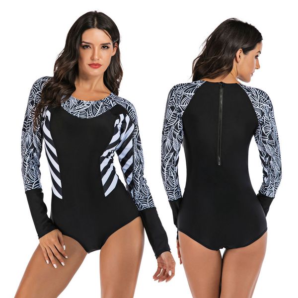 women's zip front printed long-sleeve rash guard shirt one piece swimsuit sun uv protection spring swimwear beach bathing suit
women's zip front printed long-sleeve rash guard shirt one piece swimsuit sun uv protection spring swimwear beach bathing suit