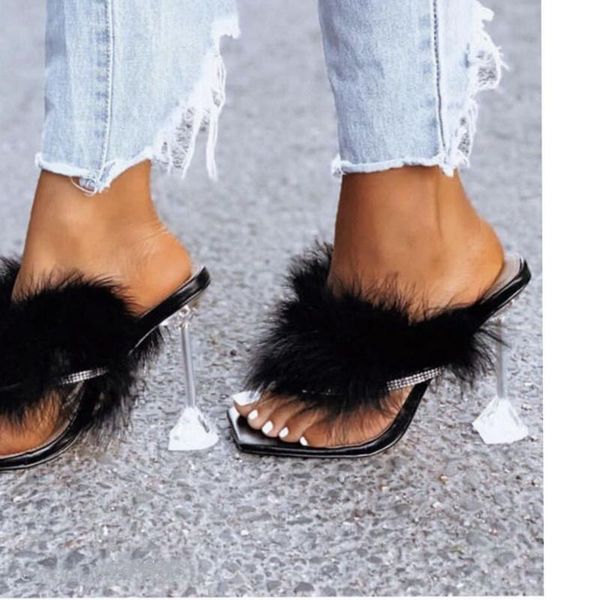 slippers fur shoes for women rhinestone square toe flip flops women slipper high heels sandals perspex heels plus size 42, Black
slippers fur shoes for women rhinestone square toe flip flops women slipper high heels sandals perspex heels plus size 42, Black