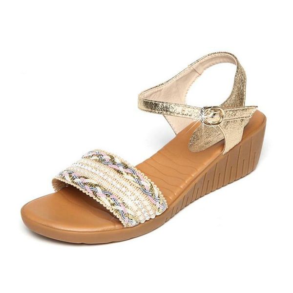 gold beige wedge sandals female summer thick bottom simple student sandals wedge heel open toe crystal women's shoes, Black
gold beige wedge sandals female summer thick bottom simple student sandals wedge heel open toe crystal women's shoes, Black