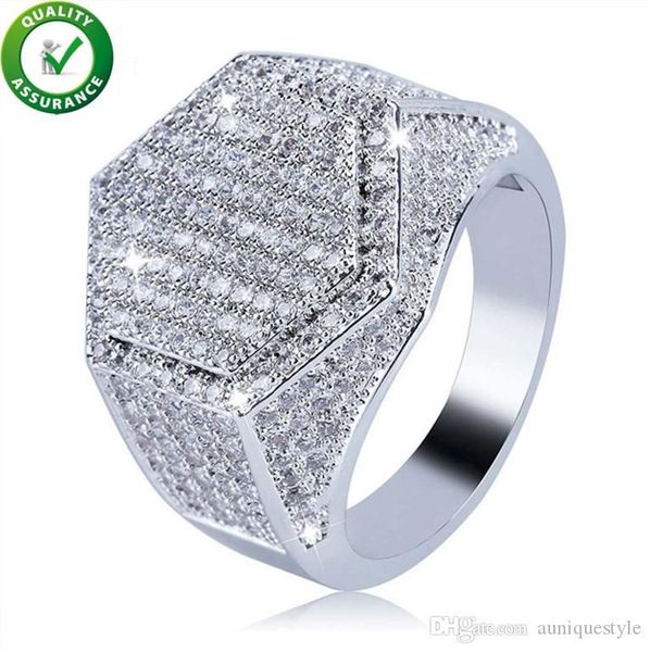 hip hop jewelry mens ring diamond rings luxury designer gold silver iced out bling micro pave cz geometry finger ring charms fashion wedding, Golden;silver 
hip hop jewelry mens ring diamond rings luxury designer gold silver iced out bling micro pave cz geometry finger ring charms fashion wedding, Golden;silver