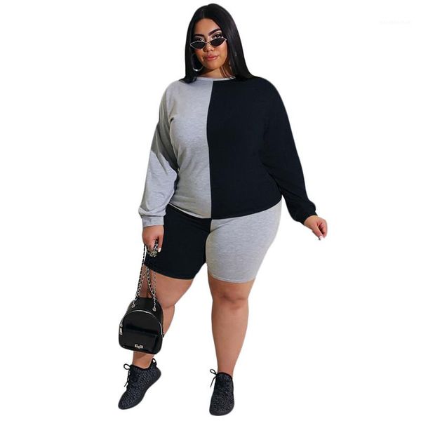 color suits casual long sleeve above knee pants woman 2pcs sets clothing womens plus size tracksuit fashion panelled, Gray
color suits casual long sleeve above knee pants woman 2pcs sets clothing womens plus size tracksuit fashion panelled, Gray