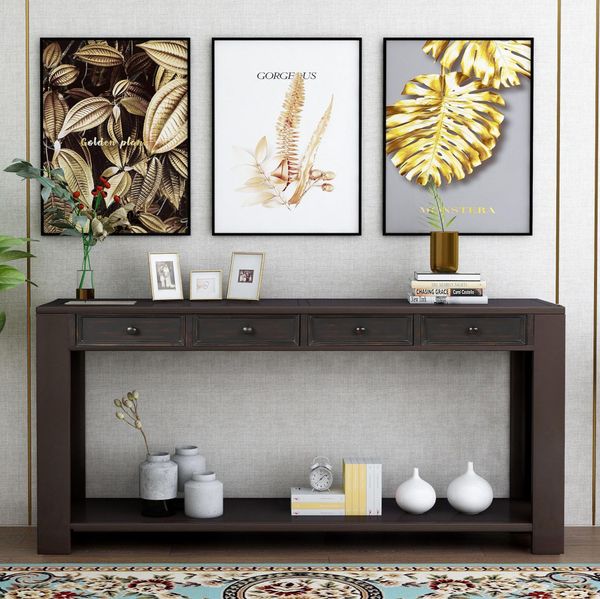 us stock, trexm console table for entryway hallway sofa table with storage drawers and bottom shelf (black) wf189615aab
us stock, trexm console table for entryway hallway sofa table with storage drawers and bottom shelf (black) wf189615aab