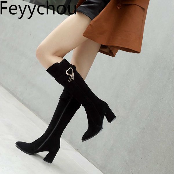 women boots autumn high heel warm flock knee high pointed toe zip motorcycle shoes 2020 fashion casual black big size34-47
women boots autumn high heel warm flock knee high pointed toe zip motorcycle shoes 2020 fashion casual black big size34-47
