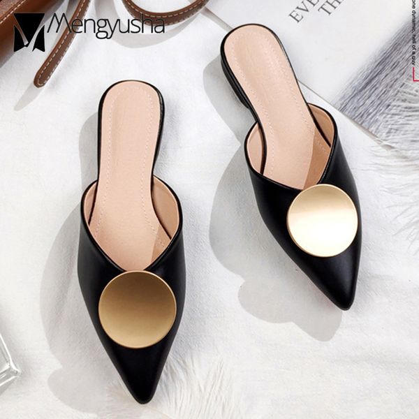 femme pantoufles flip flops ladies shoes brief solid leather slippers women metalic decoration mules brand lazy slip on slides, Black
femme pantoufles flip flops ladies shoes brief solid leather slippers women metalic decoration mules brand lazy slip on slides, Black