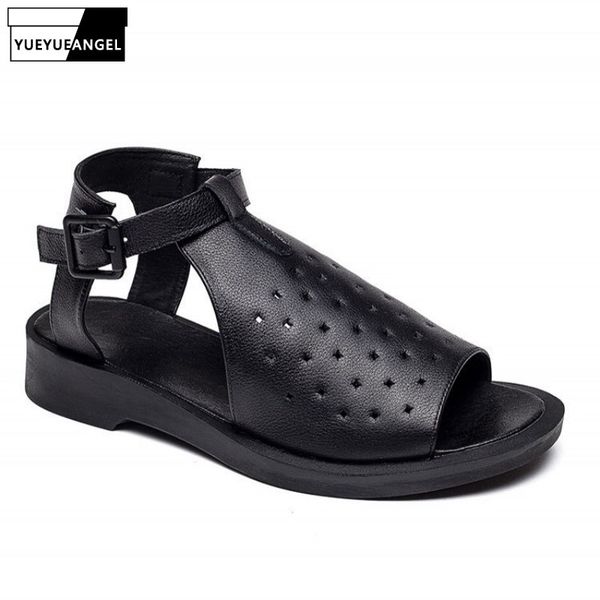 black leather sandals women comfortable summer casual flat sandals buckle hollow out peep toe shoes plus size 42
black leather sandals women comfortable summer casual flat sandals buckle hollow out peep toe shoes plus size 42