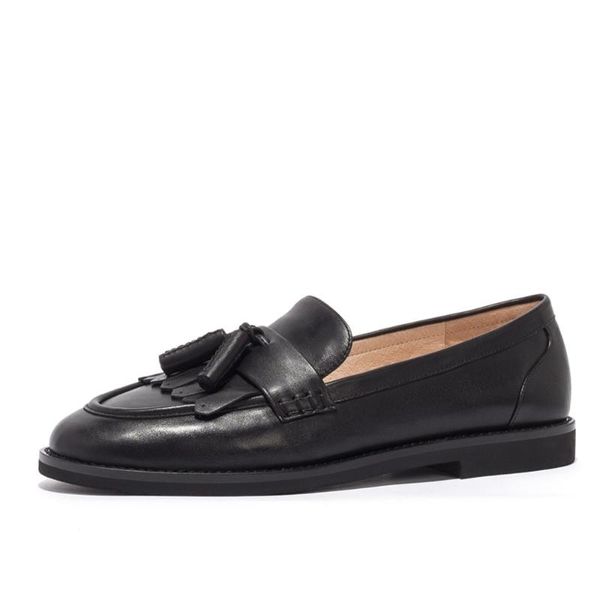 st&sat women genuine leather lofers slip-on fashion tassels comfortable low heels pumps with round toe preppy style shoes 2020, Black
st&sat women genuine leather lofers slip-on fashion tassels comfortable low heels pumps with round toe preppy style shoes 2020, Black