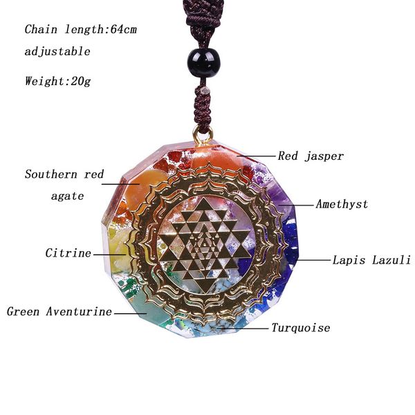 7 chakra energy necklace orgonite pendant sri yantra pendant necklace sacred geometry meditation jewelry 200929, Silver
7 chakra energy necklace orgonite pendant sri yantra pendant necklace sacred geometry meditation jewelry 200929, Silver
