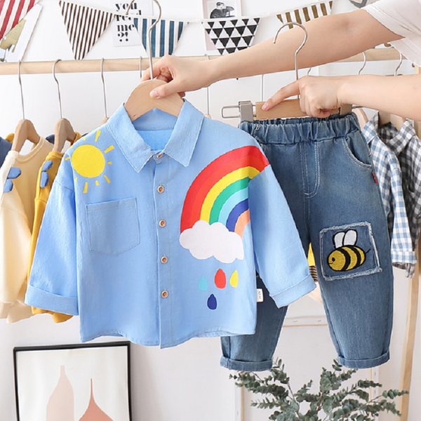 spring and autumn rainbow cartoon printing fashion clothes cotton baby boy suit kg-434, Pink;blue
spring and autumn rainbow cartoon printing fashion clothes cotton baby boy suit kg-434, Pink;blue