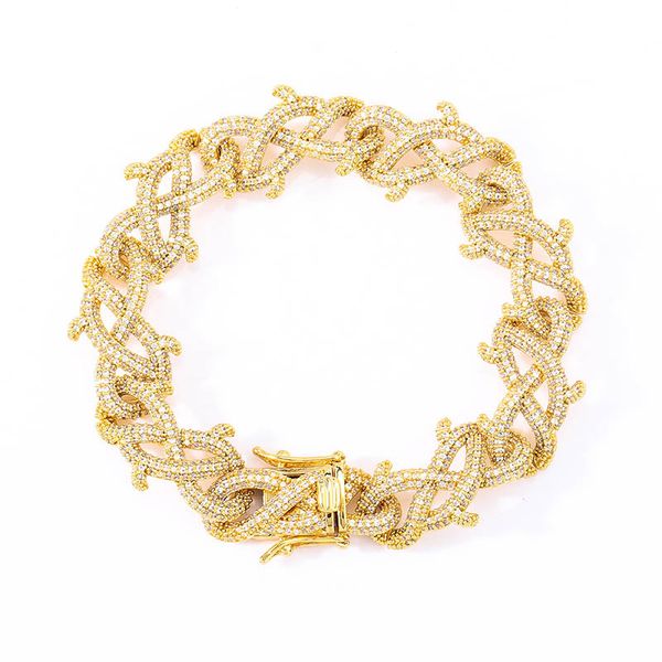 hip hop prong setting cz stone bling iced out personality thorns link chain bracelets for men rapper jewelry gold silver, Black
hip hop prong setting cz stone bling iced out personality thorns link chain bracelets for men rapper jewelry gold silver, Black