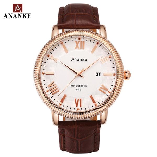ananke men watches luxury waterproof leather strap classic roman numeral auto date hardlex dial male quartz wristwatch an22, Slivery;brown
ananke men watches luxury waterproof leather strap classic roman numeral auto date hardlex dial male quartz wristwatch an22, Slivery;brown