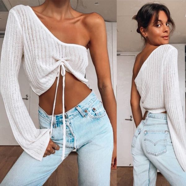 stylish women one shoulder knitted blouses 2020 summer fashion ladies vintage knitwear casual female cute girls chic, White
stylish women one shoulder knitted blouses 2020 summer fashion ladies vintage knitwear casual female cute girls chic, White