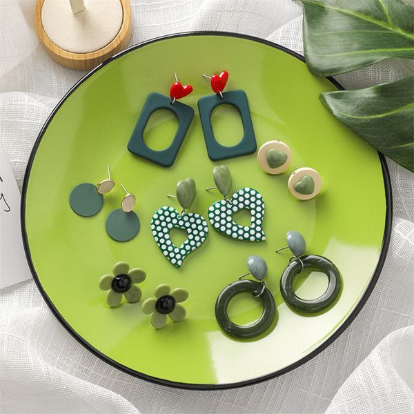 new green series earrings for women geometric vintage jewelry round heart flower tassel drop earrings korean trendy dangle, Silver
new green series earrings for women geometric vintage jewelry round heart flower tassel drop earrings korean trendy dangle, Silver