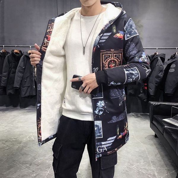 2020 mid-length korean version of the trend handsome autumn and winter plus velvet plus thick casual hooded clothing, Black
2020 mid-length korean version of the trend handsome autumn and winter plus velvet plus thick casual hooded clothing, Black