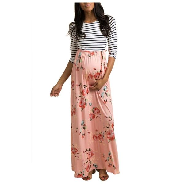 fashion women maternity 3/4 sleeve striped floral print vest dress with belt summer new style suit maternity women dress, White
fashion women maternity 3/4 sleeve striped floral print vest dress with belt summer new style suit maternity women dress, White