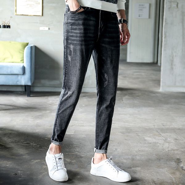 co spring of 2020 the new men's cultivate one's morality show thin black jeans trousers, Blue
co spring of 2020 the new men's cultivate one's morality show thin black jeans trousers, Blue