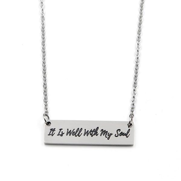it is well with my soul pendant necklace stainless steel chain bible verse necklaces for christian friendship jewelry gift, Silver
it is well with my soul pendant necklace stainless steel chain bible verse necklaces for christian friendship jewelry gift, Silver