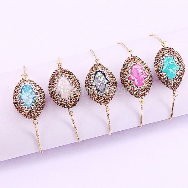 10pcs rhinestone paved hamsa hand gems oval connector charm bracelets metal chain bracelet adjustable, Black
10pcs rhinestone paved hamsa hand gems oval connector charm bracelets metal chain bracelet adjustable, Black