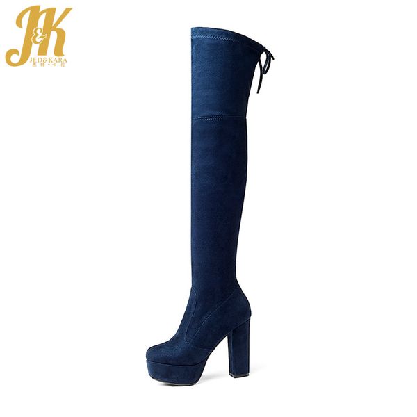 jk big size 34-43 women over knee boot flock stretch thigh high boot thick high heels winter platform shoes lady, Black
jk big size 34-43 women over knee boot flock stretch thigh high boot thick high heels winter platform shoes lady, Black