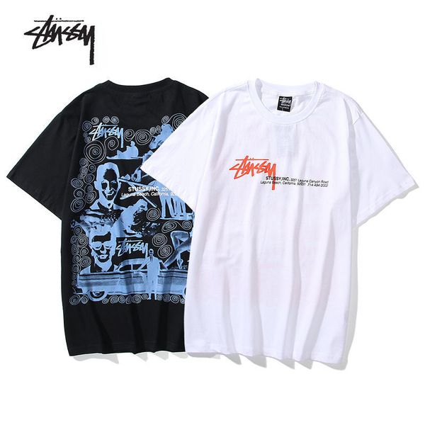 men women stussyeuropean and american street round neck style printing casual t shirt, White;black
men women stussyeuropean and american street round neck style printing casual t shirt, White;black
