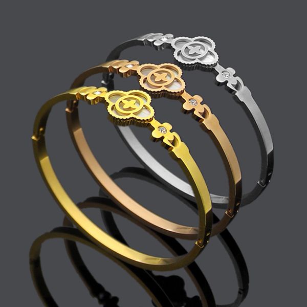 titanium steel jewelry wholesale v-letter hollow four-leaf flower bracelet women's designer two-diamond bracelet, Black
titanium steel jewelry wholesale v-letter hollow four-leaf flower bracelet women's designer two-diamond bracelet, Black