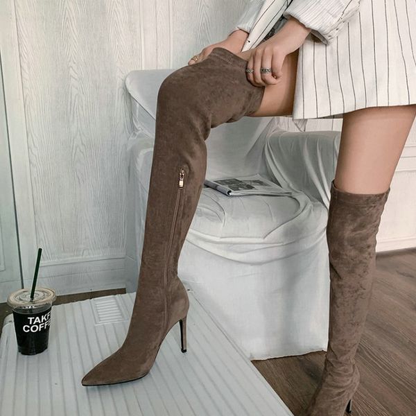 boots winter fall faux suede stretch over-the-knee socks booties woman thin high heels thigh overknees size 46, Black
boots winter fall faux suede stretch over-the-knee socks booties woman thin high heels thigh overknees size 46, Black