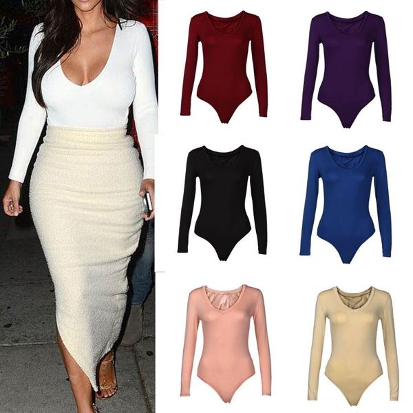 women fashion solid v-neck stretch long sleeves plunge leotard one piece bodysuits black white red body feminino
women fashion solid v-neck stretch long sleeves plunge leotard one piece bodysuits black white red body feminino