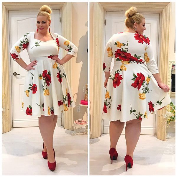 plus size women designer dresses flower pattern 3/4 sleeve elasticity womens autumn clothing fashion casual ladies holiday dress, Black;gray
plus size women designer dresses flower pattern 3/4 sleeve elasticity womens autumn clothing fashion casual ladies holiday dress, Black;gray