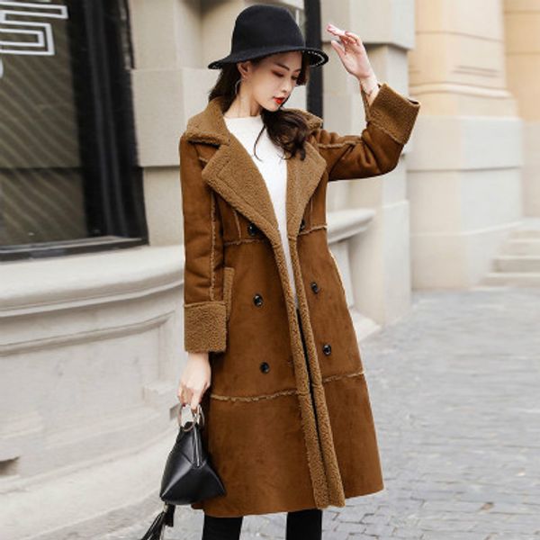 winter long suede jacket women double breasted lamb wool windbreaker elegant slim fashion jacket coat abrigos mujer q492, Tan;black
winter long suede jacket women double breasted lamb wool windbreaker elegant slim fashion jacket coat abrigos mujer q492, Tan;black