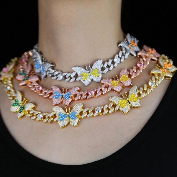 chokers bling cz multicolor enamel butterfly charm cuban choker 12mm big heavey miami chain iced out necklace for women, Golden;silver
chokers bling cz multicolor enamel butterfly charm cuban choker 12mm big heavey miami chain iced out necklace for women, Golden;silver